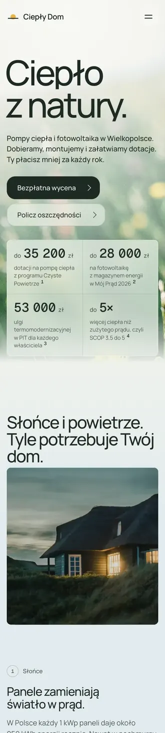 Strona Ciepły Dom OZE na telefonie
